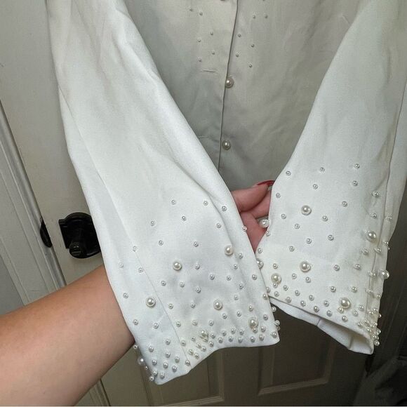 Studio C White Pearl Detailed Button Up - Picture 5 of 8